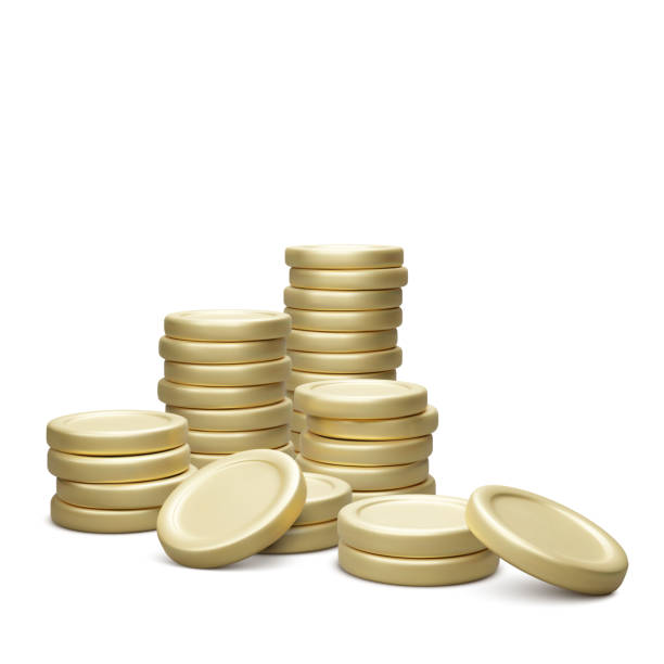 istock Realistic gold coin stack. 3d heap of coins wealth concept. Design element for business and investment 1400018833
