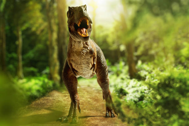 istock Dinosaur, Tyrannosaurus Rex in the jungle 1400020040