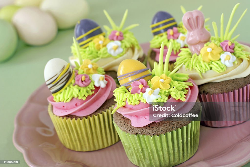 Easter cupcakes Chocolate cupcakes decorated for Easter Cupcake Stock Photo