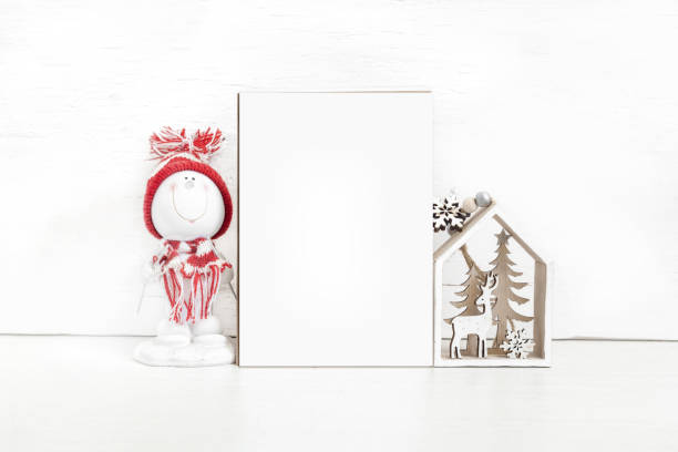 istock White vertical card with christmas attributes. 1400024605