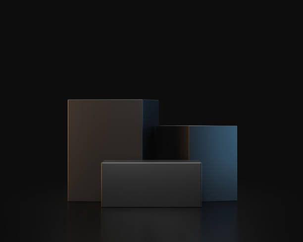 istock Black cube podium empty product box 3d background stage with modern square presentation showcase stand or blank advertising pedestal display scene and simple geometric platform on luxury art backdrop. 1400024642