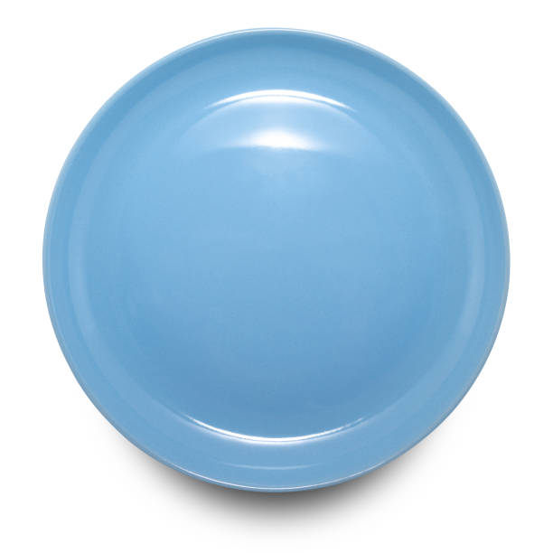 istock Blue circle ceramics plate isolated on white background. 1400026227