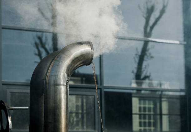 Metal chimney with stainless steel pipe structure with smoke and steam