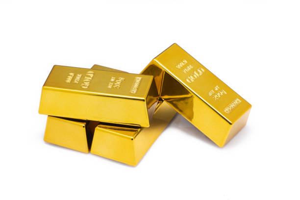 istock Golden Bars on White Background 1400027878