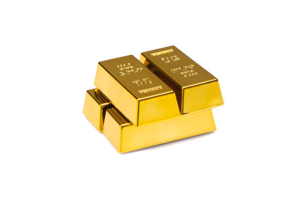 istock Golden Bars on White Background 1400027931