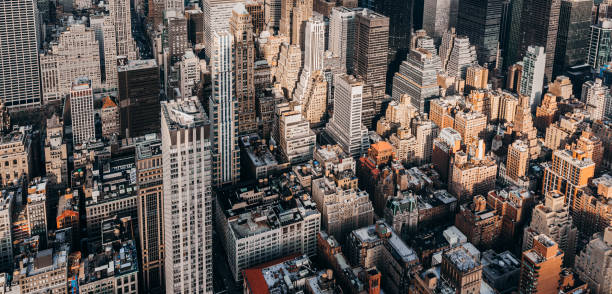 Aerial View of Manhattan stock photo