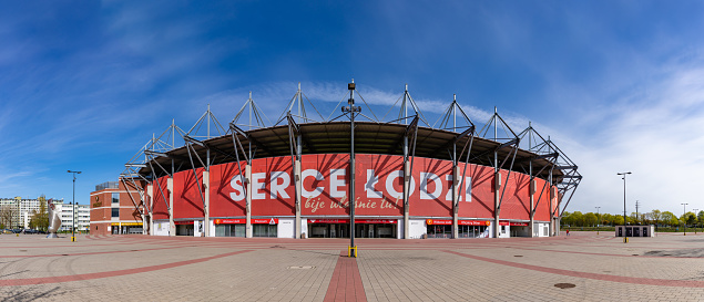 Łódź, Poland - May 1, 2022: A picture of the Widzew Łódź Stadium, for the Polish football club.