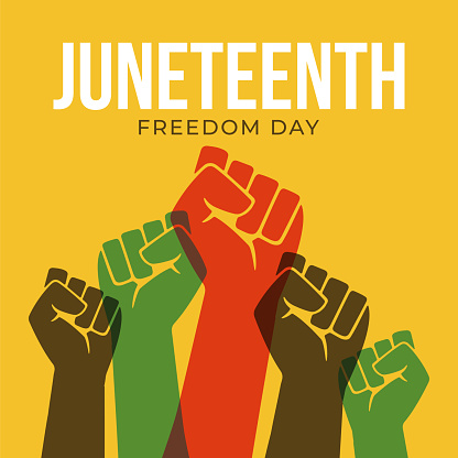 Juneteenth Independence Day. African-American history and heritage. Freedom or Liberation day. Card, banner, poster, background design. Vector illustration. Stock illustration