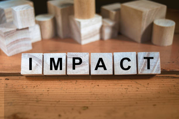Impact Word In Wooden Cube stock photo