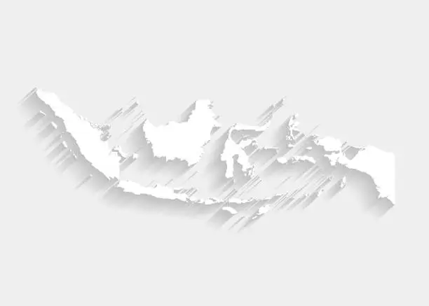 Vector illustration of White Indonesia map on gray background, vector