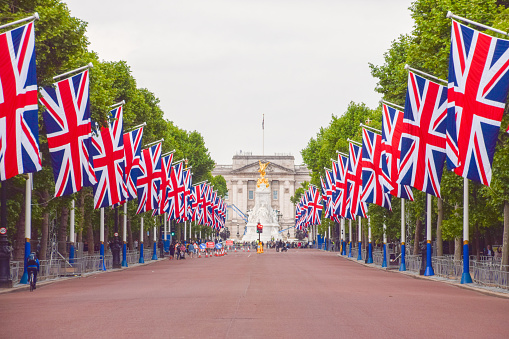 London, United Kingdom - September 6, 2021 - Changing The Queens Life Guard in the large square between Old Admiralty building and Admiralty House.