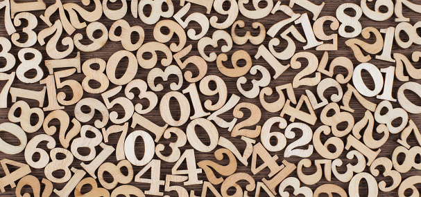 Vintage Wooden Numbers Long Background. Back to school concept.