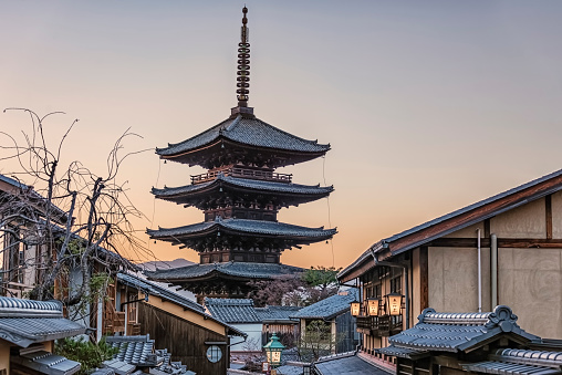 February 2019 - Kyoto, Japan - Yasaka Pagoda in the evening, Kyoto, Japan