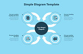 istock Simple diagram template with four stages - blue version 1400039552