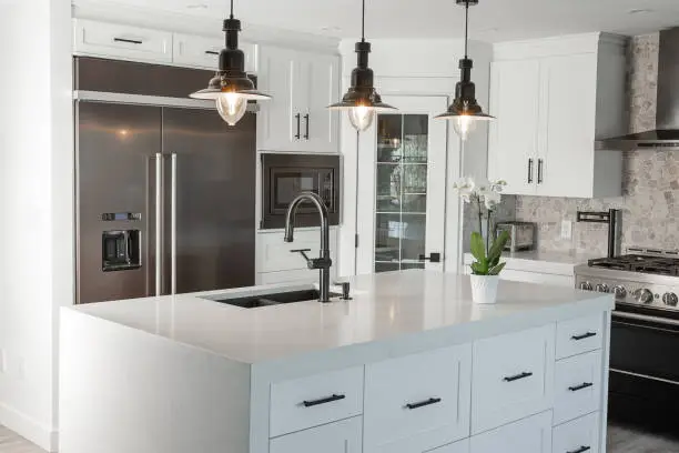Photo of Black and white modern kitchen
