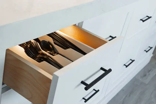 Photo of Inside of lit up silverware drawer
