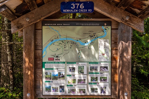 North Cascades NP, WA, USA - August 18, 2021: The Newhalem Area Trails