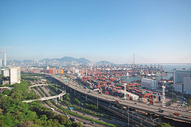 istock Hong Kong Bridge of transportation ,container pier. 140004730