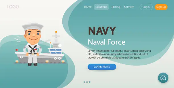 Vector illustration of Navy Website Template
