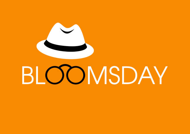 Bloomsday annual event in Dublin vector Celebrating James Joyce. Inscription Bloomsday with glasses and hat. June 16. Important day bloomsday stock illustrations