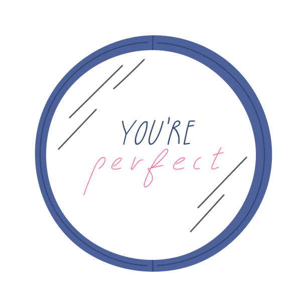 istock Wall mirror with hand drawn quote - you are perfect, flat vector illustration isolated on white background. 1400050466