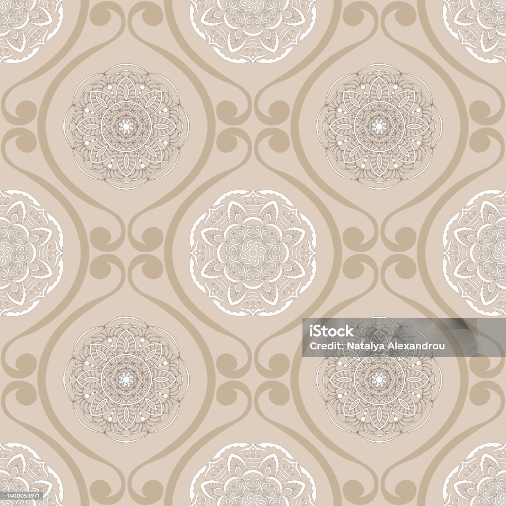 Simplistic Beige Patterns Simple Mandala Pattern Beige Background Stock Illustration - Download ...