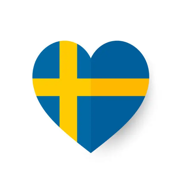 Vector illustration of Sweden flag heart shape. Vector