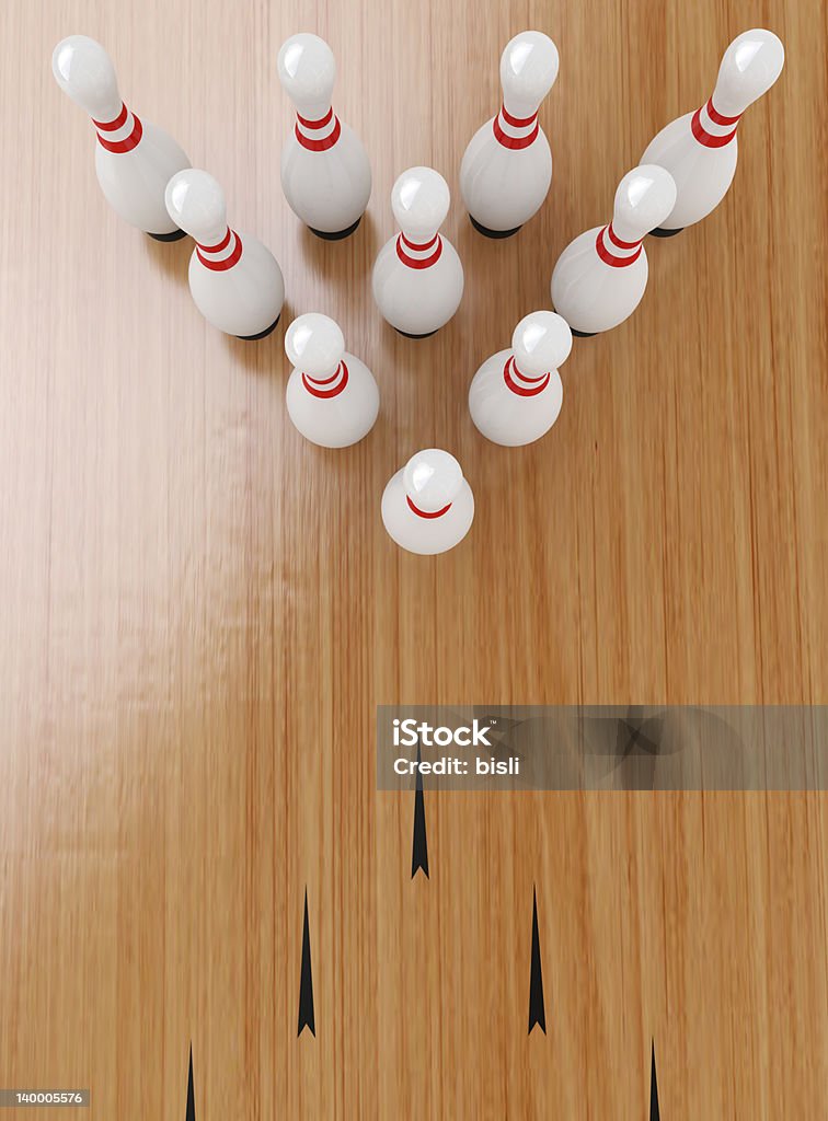 Bowling Pins Ten Pin Bowling on white background, Clipping path included. Bowling Alley Stock Photo