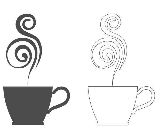 значок кофейной чашки. набор кофейных чашек, значок ароматной кофейной чашки на белом фоне. векторная иллюстрация. вектор. - coffee aromatherapy black black coffee stock illustrations
