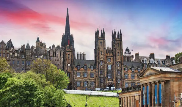 Photo of Edinburgh panorama view at sunset, Scotland - UK, New collage