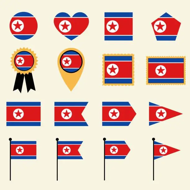 Vector illustration of Lesotho flag icon set in 16 shape versions.