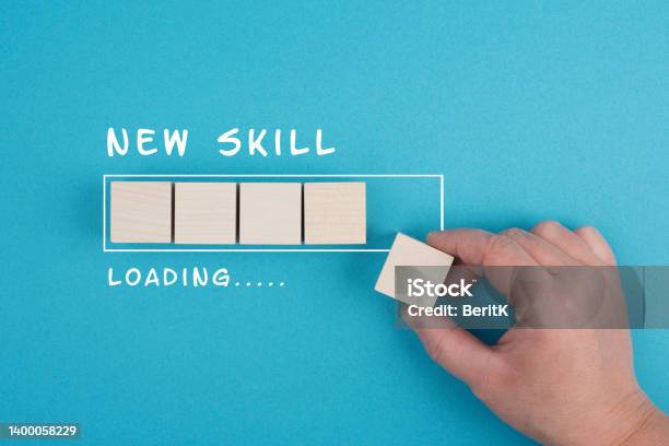 Progress Bar With The Words New Skill Loading Education Concept Having A Goal Online Learning Knowledge Is Power Strategy Stock Photo - Download Image Now