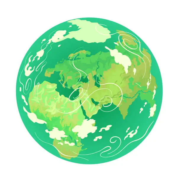 Vector illustration of Earth globe planet Earth green