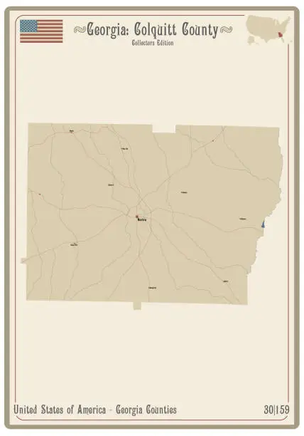 Vector illustration of Map of Colquitt County in Illinois