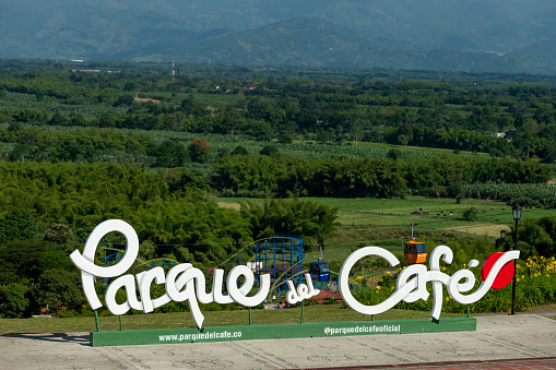 Montenegro, Colombia - 08,09,2021 -  National Coffee Park (Parque Nacional del Cafe) The National Coffee Park is a theme park located near the city of Armenia.