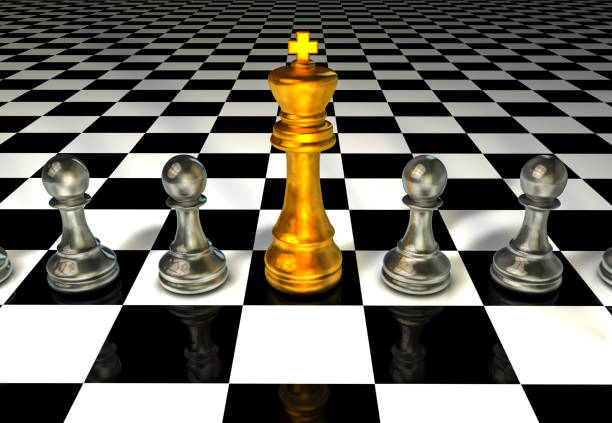 Black pawns and golden King