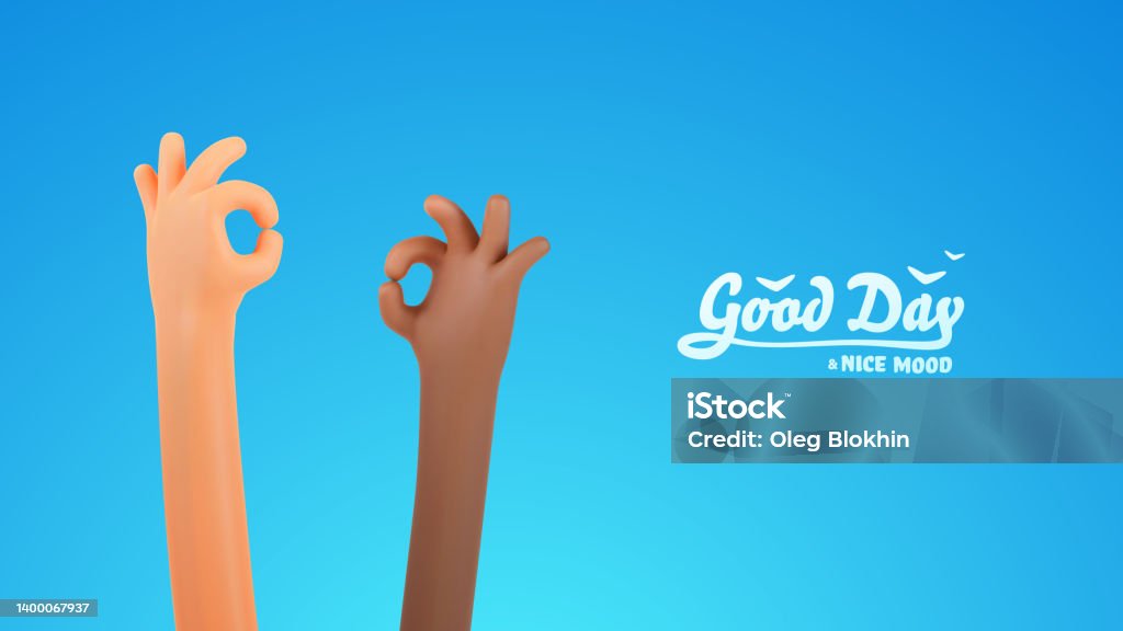 Okay Sign Two 3d Cartoon Multi Ethnic Hands Vector Illustration Ok  Gesturing Arms Fun Web Banner Multiethnic Friendship Teamwork Business  Success Stock Illustration - Download Image Now - iStock