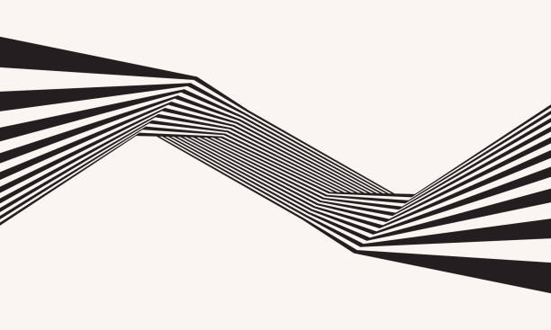 illustrations, cliparts, dessins animés et icônes de arrière-plan abstrait avec des lignes en zigzag. stripes optical art illusion. - effet de perspective