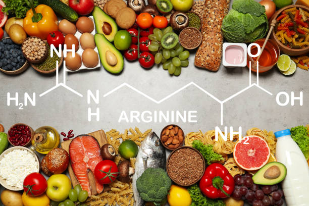 istock Different organic products on light grey table, flat lay. Sources of essential amino acids 1400073438