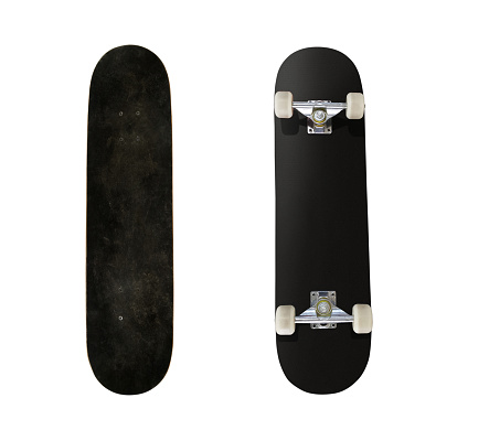 black skateboard isolated on a white background