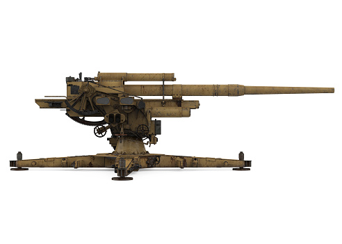 88mm Flak Gun Artillery isolated on white background. 3D render