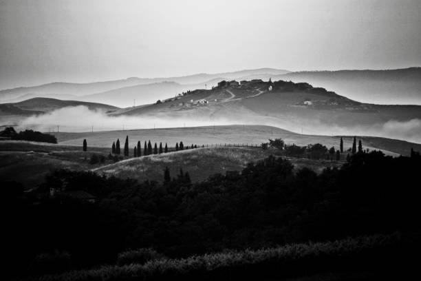 Italy in black and white, panorama stock photo