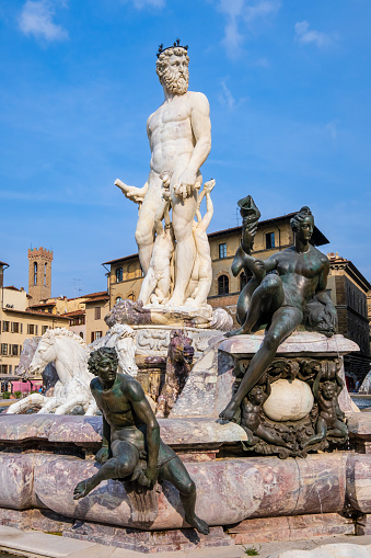 The Fountain of Neptune of Florence, located in Piazza della Signora, was designed by Baccio Bandinelli, but created by Bartolomeo Ammannati between 1560 and 1574