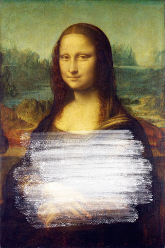 Ataque a la Mona Lisa de Leonardo da Vinci, La Gioconda. Ilustración antigua. photo