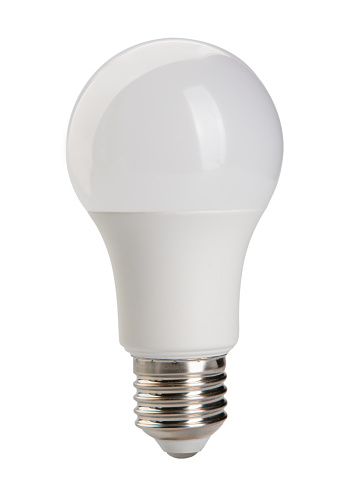 Led electric light bulb isolated on white background.