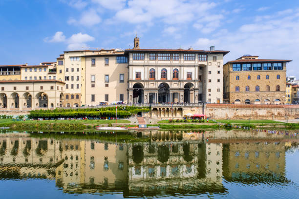 FLORENCE, ITALY, JULY 10, 2015: Doni Tondo statue by Michelangelo is situated in the red room of the uffizi gallery in florence, italy.