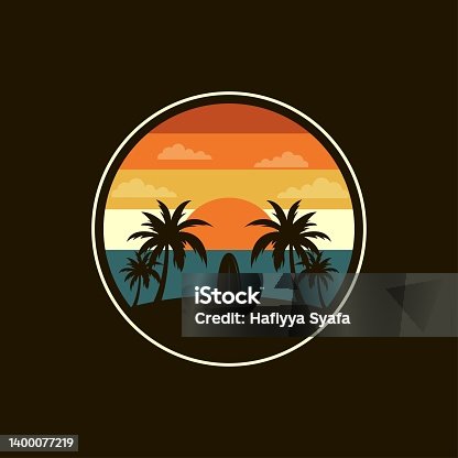 istock surf logo design on a tropical beach, vector illustration 1400077219