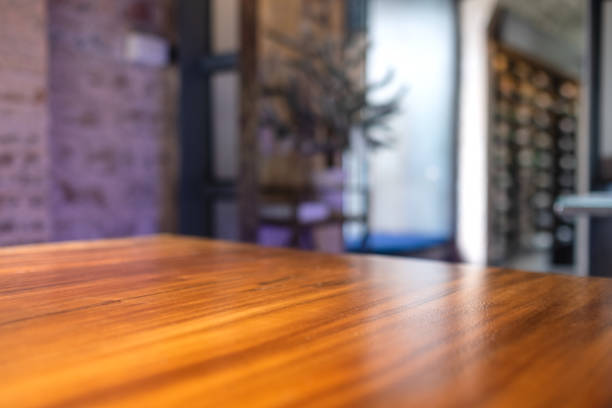 istock Wooden table in the room with blurred background 1400078308
