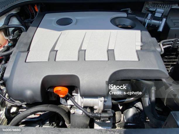 Car Engine Motor Stock Photo - Download Image Now - Covering, Engine, High Angle View