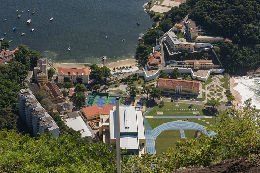 Rio de janeiro Brazil. May 24, 2022: Aerial view of the Major Sylvio de Magalhães Padilha Sports Complex and the Army Sports Commission in the Urca neighborhood.
